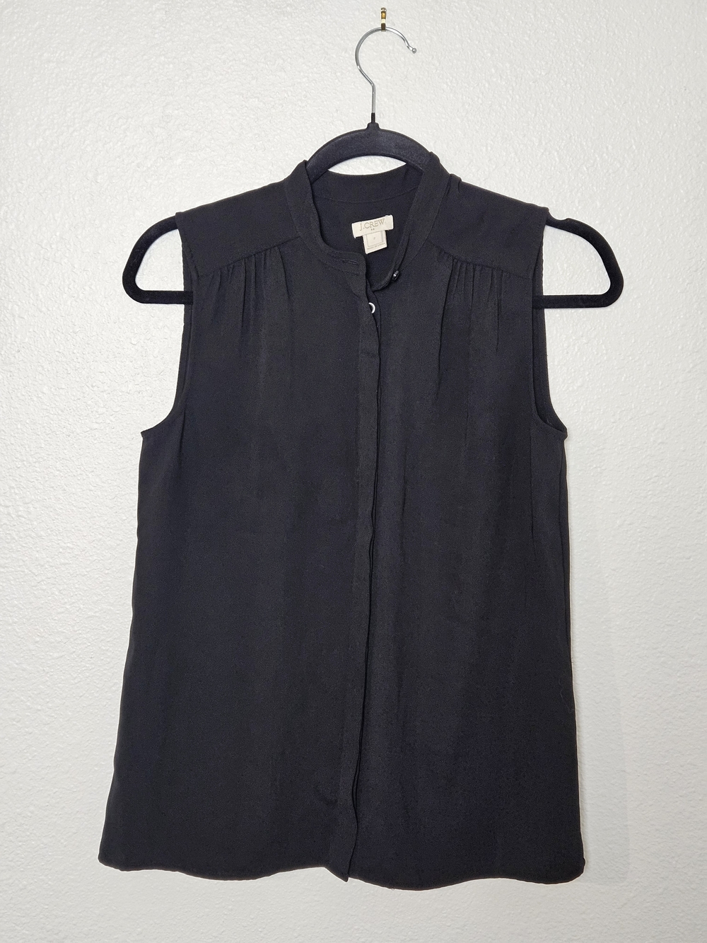 J. Crew Sleeveless Black Button-Front Camisole Size 2